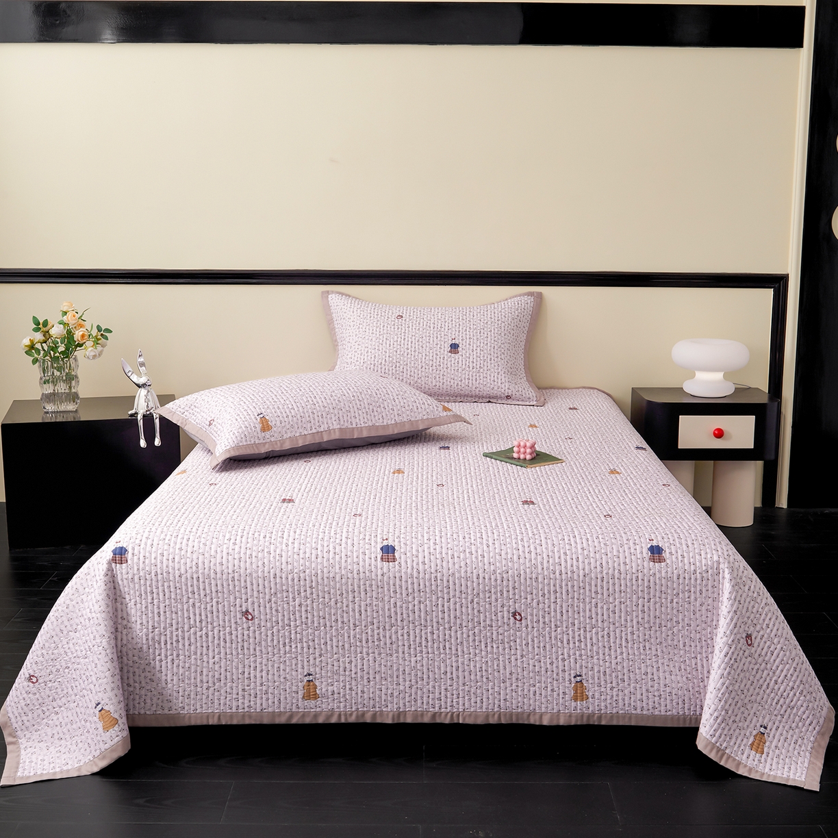 91家纺网 家纺一手货源 找家纺 金艾草 2026春夏新款莫代尔天丝水洗床盖有同款夏被床盖单件 伊特花园