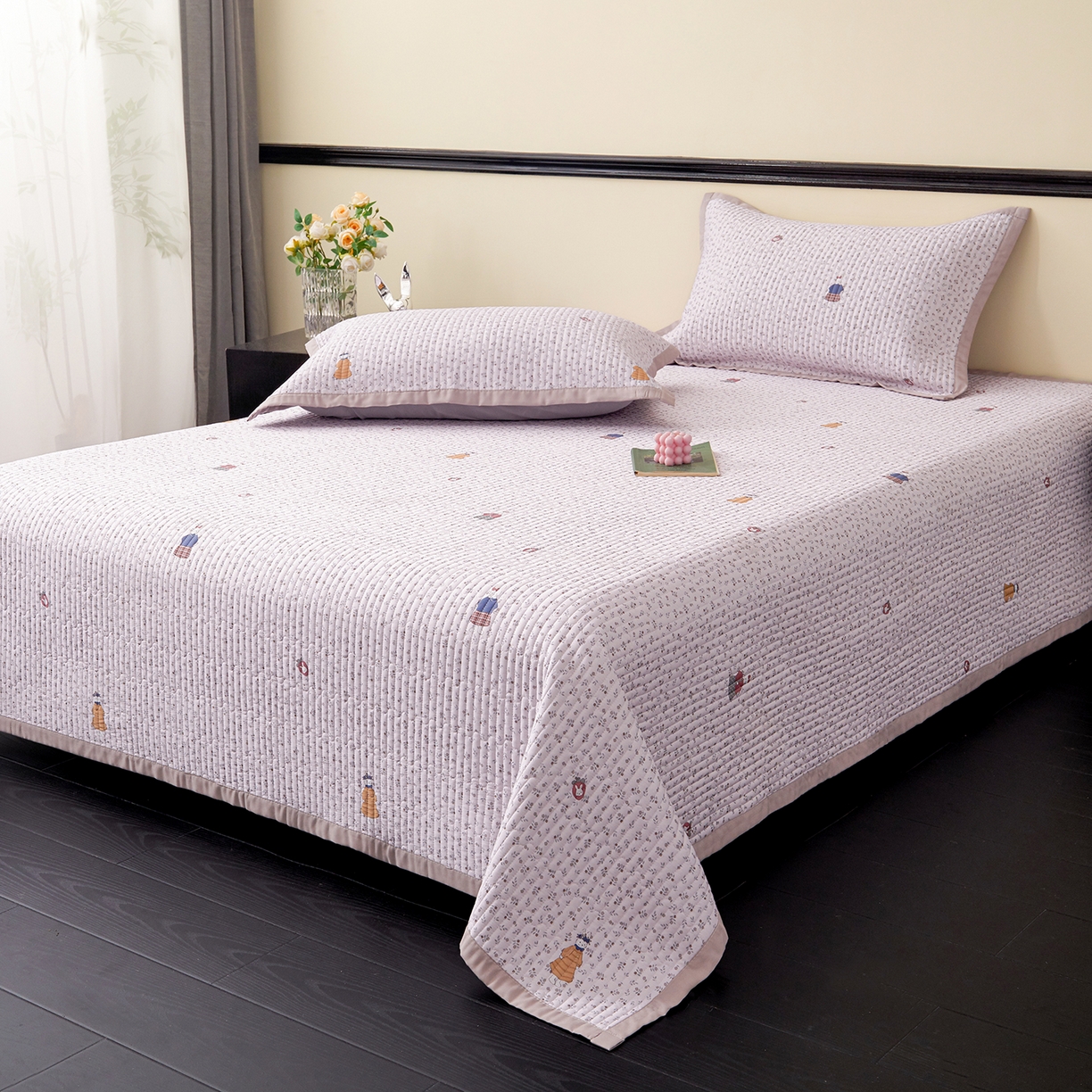 91家纺网 家纺一手货源 找家纺 金艾草 2026春夏新款莫代尔天丝水洗床盖有同款夏被床盖单件 伊特花园