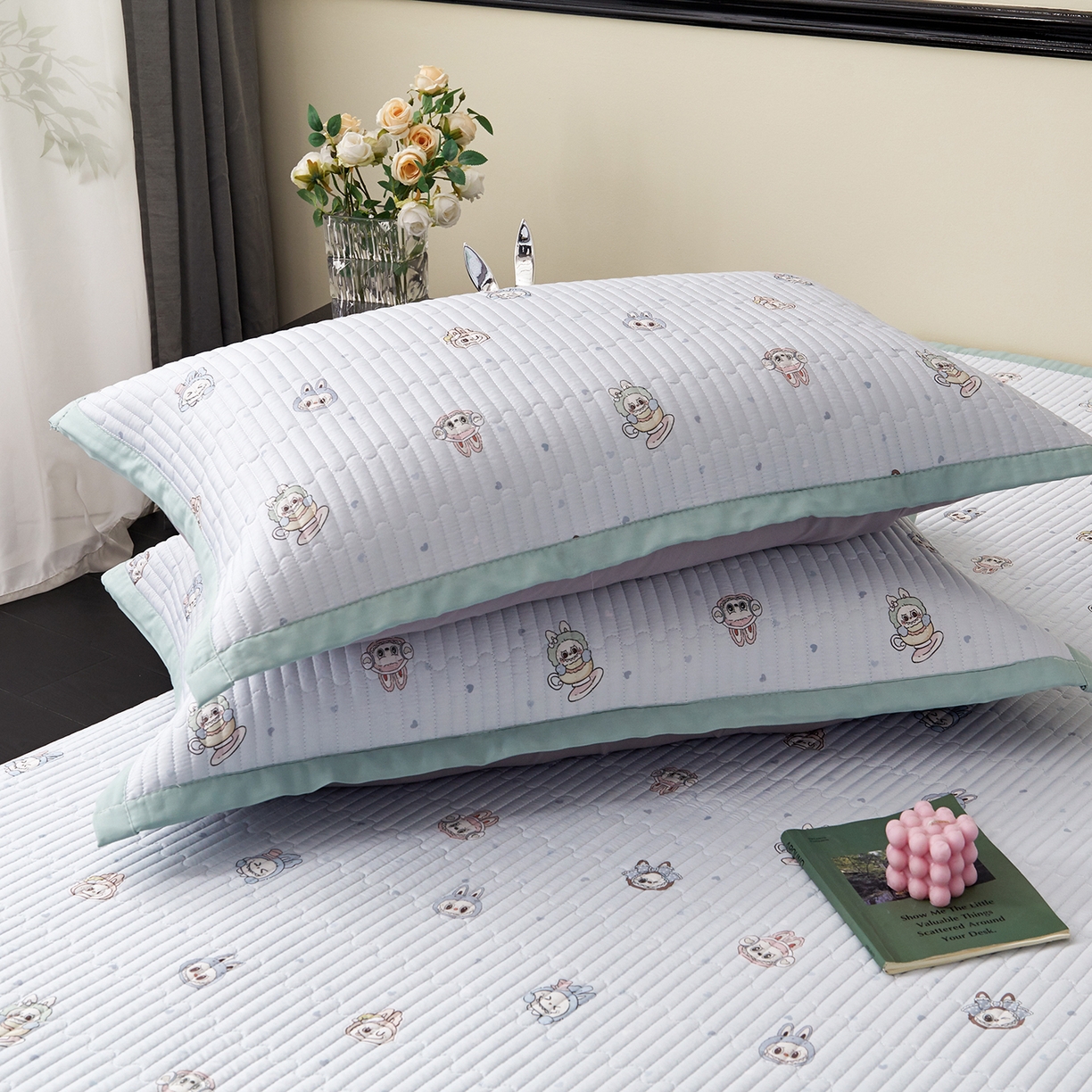 91家纺网 家纺一手货源 找家纺 金艾草 2026春夏新款莫代尔天丝水洗床盖有同款夏被床盖单件 拉布布-蓝