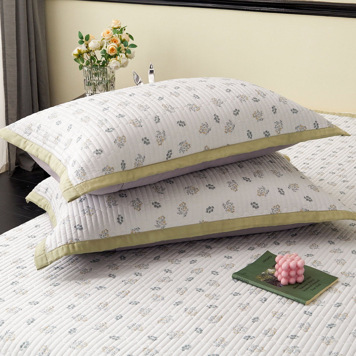 91家纺网 家纺一手货源 找家纺 金艾草 2026春夏新款莫代尔天丝水洗床盖有同款夏被床盖单件 甜果-绿