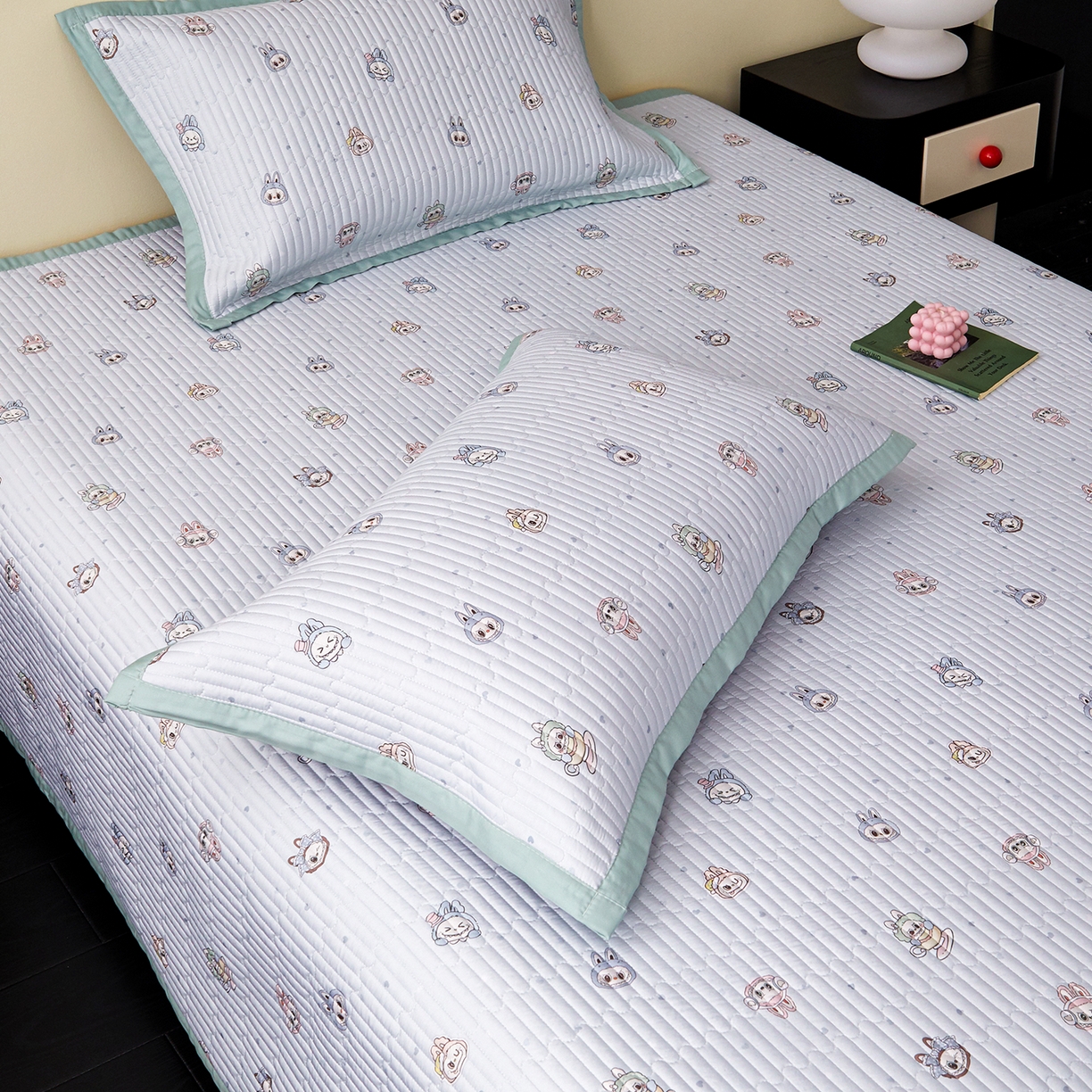 91家纺网 家纺一手货源 找家纺 金艾草 2026春夏新款莫代尔天丝水洗床盖有同款夏被床盖单件 拉布布-蓝