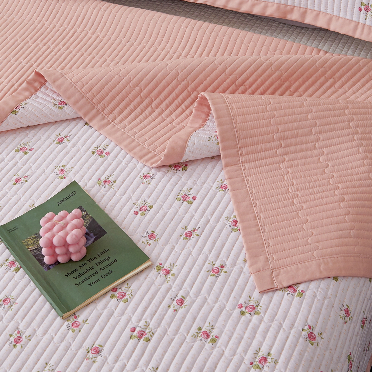 91家纺网 家纺一手货源 找家纺 金艾草 2026春夏新款莫代尔天丝水洗床盖有同款夏被床盖单件 桃粉