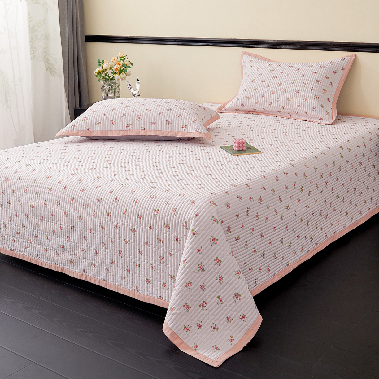 91家纺网 家纺一手货源 找家纺 金艾草 2026春夏新款莫代尔天丝水洗床盖有同款夏被床盖单件 桃粉