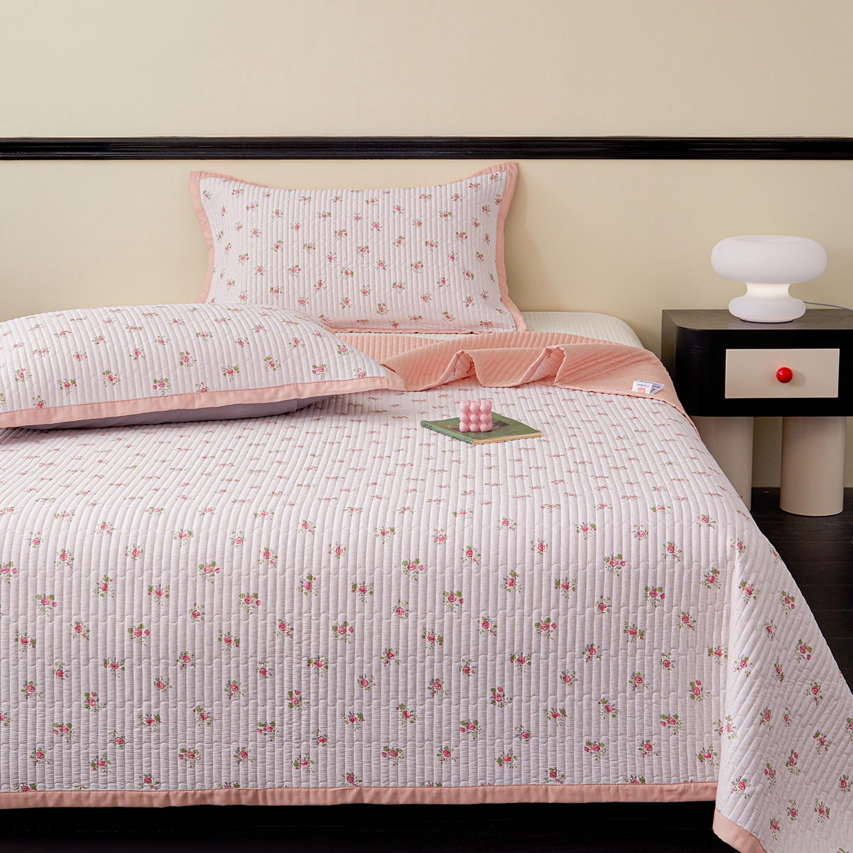 91家纺网 家纺一手货源 找家纺 金艾草 2026春夏新款莫代尔天丝水洗床盖有同款夏被床盖单件 桃粉