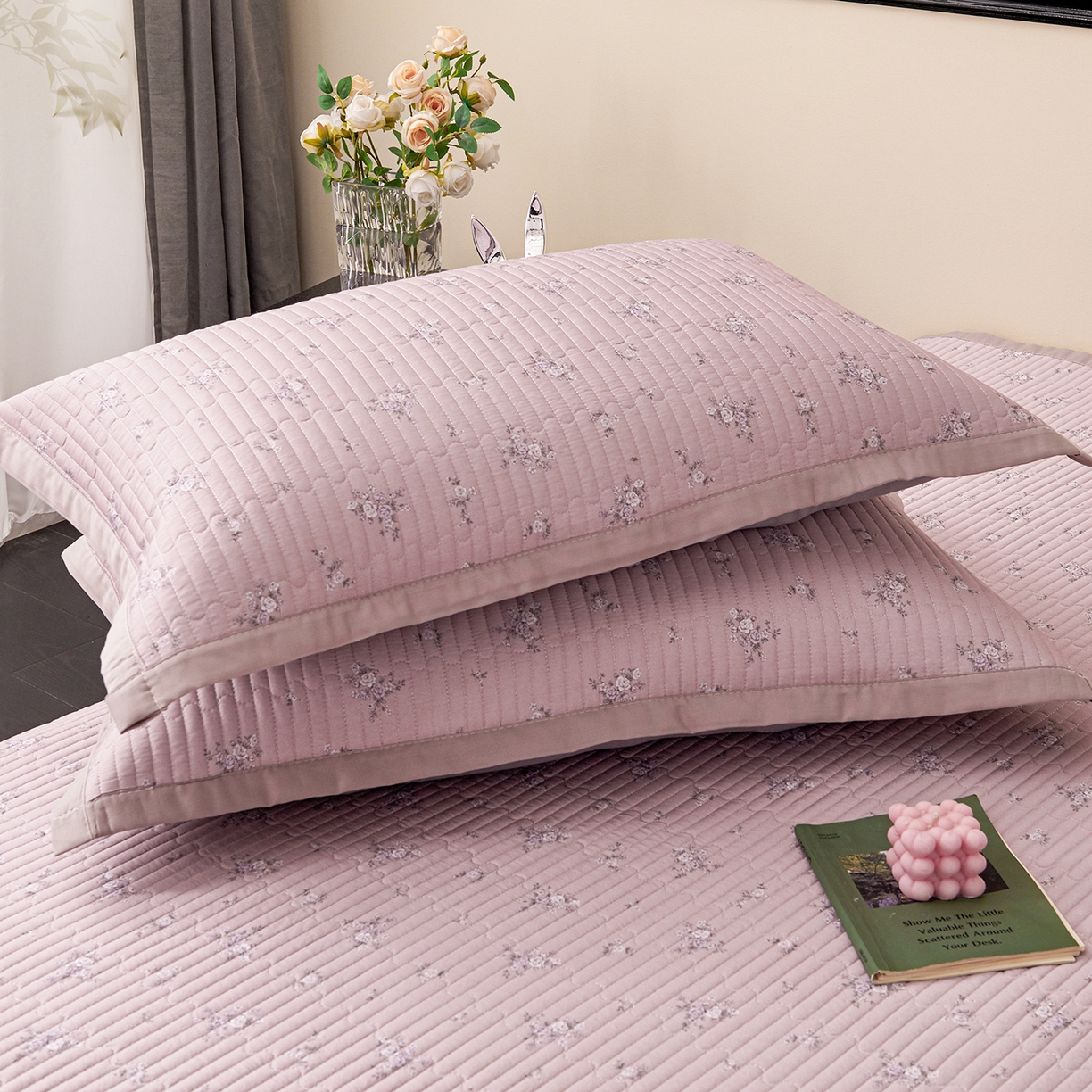 91家纺网 家纺一手货源 找家纺 金艾草 2026春夏新款莫代尔天丝水洗床盖有同款夏被床盖单件 山茶花-紫