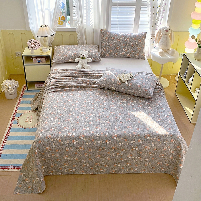 91家纺网 家纺一手货源 找家纺 云玲时尚 2026新款原棉细纱老粗布席子凉席单床单床单单件 空谷幽兰