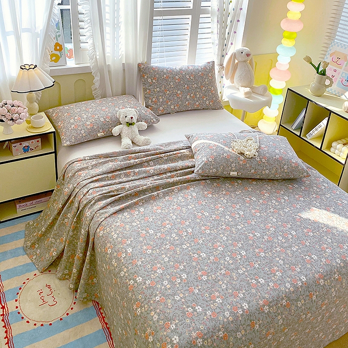 91家纺网 家纺一手货源 找家纺 云玲时尚 2026新款原棉细纱老粗布席子凉席单床单床单单件 空谷幽兰