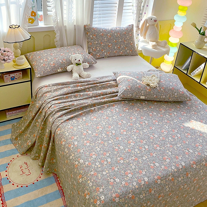 91家纺网 家纺一手货源 找家纺 云玲时尚 2026新款原棉细纱老粗布席子凉席单床单床单单件 空谷幽兰