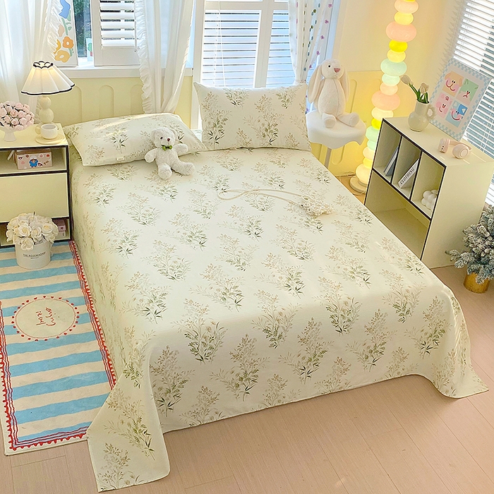 91家纺网 家纺一手货源 找家纺 云玲时尚 2026新款原棉细纱老粗布席子凉席单床单床单单件 绿意盎然