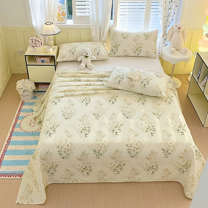 91家纺网 家纺一手货源 找家纺 云玲时尚 2026新款原棉细纱老粗布席子凉席单床单床单单件 绿意盎然