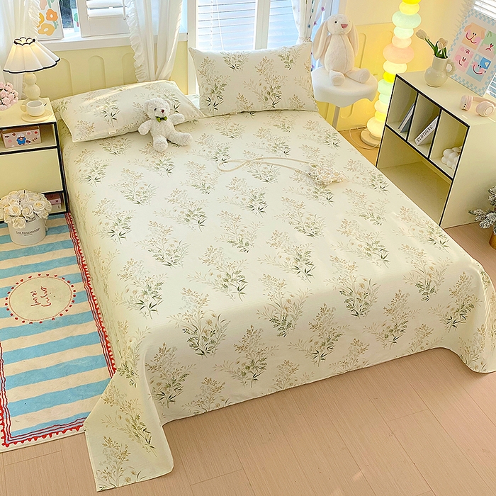 91家纺网 家纺一手货源 找家纺 云玲时尚 2026新款原棉细纱老粗布席子凉席单床单床单单件 绿意盎然