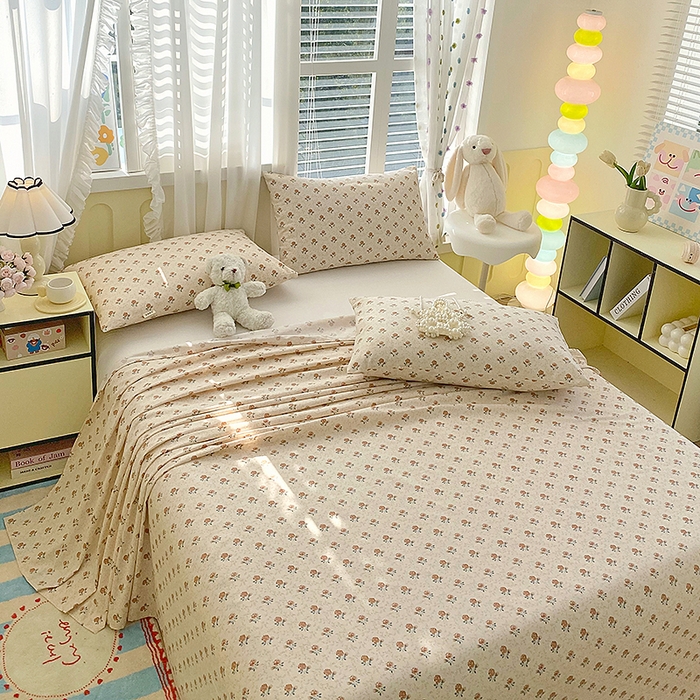 91家纺网 家纺一手货源 找家纺 云玲时尚 2026新款原棉细纱老粗布席子凉席单床单床单单件 玫瑰花园