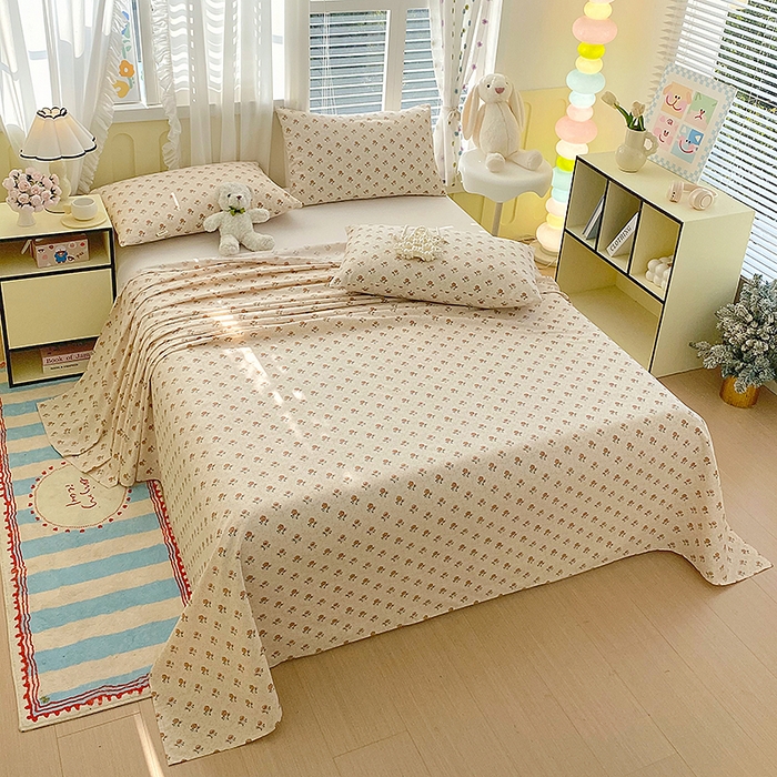 91家纺网 家纺一手货源 找家纺 云玲时尚 2026新款原棉细纱老粗布席子凉席单床单床单单件 玫瑰花园