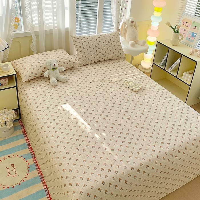 91家纺网 家纺一手货源 找家纺 云玲时尚 2026新款原棉细纱老粗布席子凉席单床单床单单件 玫瑰花园