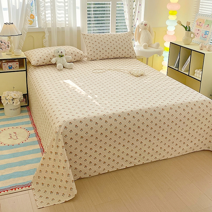 91家纺网 家纺一手货源 找家纺 云玲时尚 2026新款原棉细纱老粗布席子凉席单床单床单单件 玫瑰花园