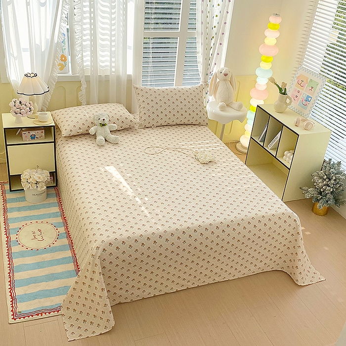 91家纺网 家纺一手货源 找家纺 云玲时尚 2026新款原棉细纱老粗布席子凉席单床单床单单件 玫瑰花园