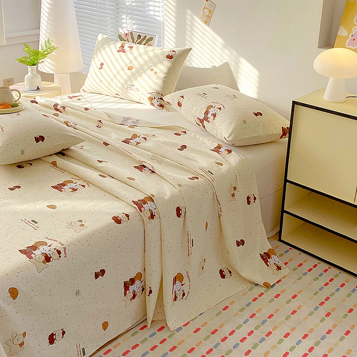 91家纺网 家纺一手货源 找家纺 云玲时尚 2026新款原棉细纱老粗布席子凉席单床单床单单件 萌宠乐园