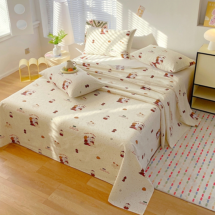 91家纺网 家纺一手货源 找家纺 云玲时尚 2026新款原棉细纱老粗布席子凉席单床单床单单件 萌宠乐园