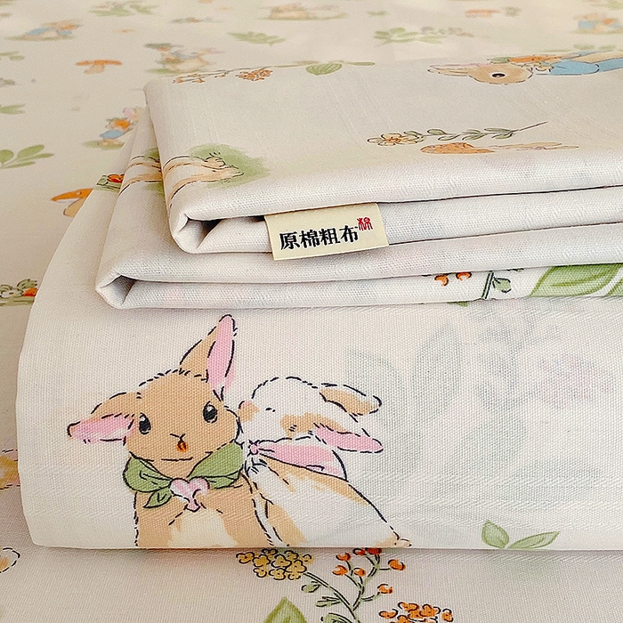 云玲时尚 2026新款原棉细纱老粗布席子凉席单床单床单单件 蘑菇小兔