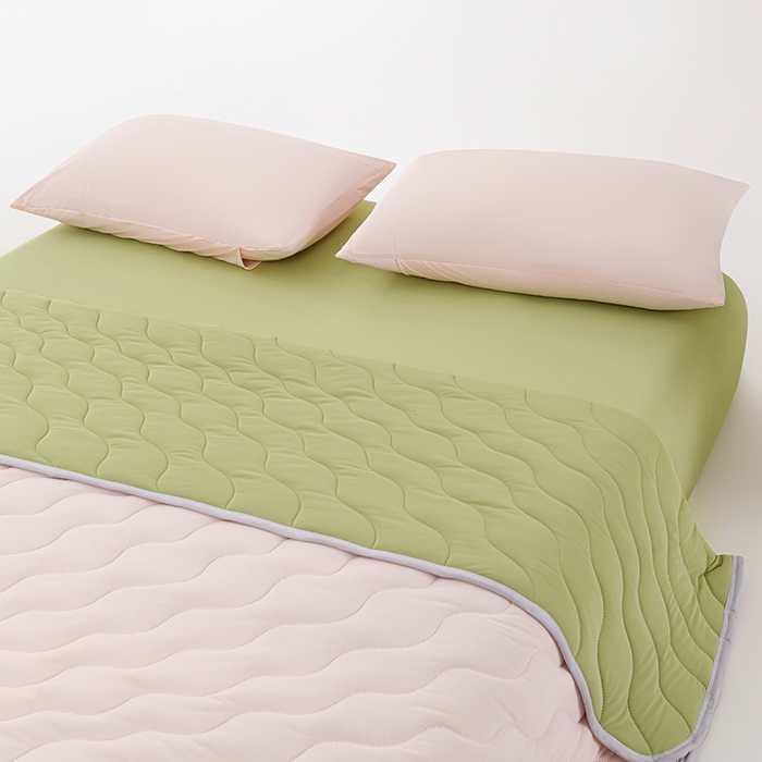 91家纺网 家纺一手货源 找家纺 珍贝家纺 2026新款A类凉感丝透气夏凉被被子夏被 淡粉-果绿