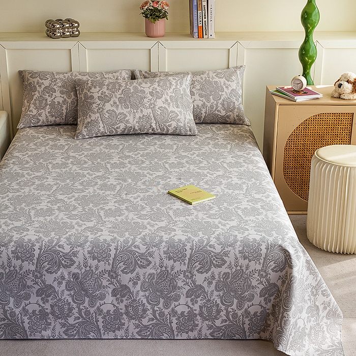 91家纺网 家纺一手货源 找家纺 云玲时尚 2026新款原棉细纱老粗布席子凉席单床单床单单件 欧式魅影-灰