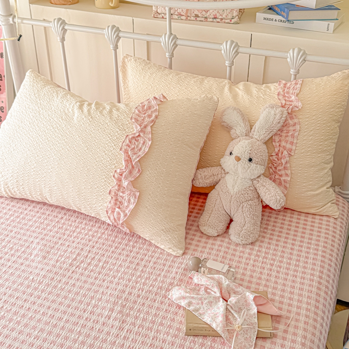 91家纺网 家纺一手货源 找家纺 （总）子钦家纺 2026新款提花泡芙面蝴蝶结花边韩剧女主感单夏被夏被夏凉被空调被四件套-奶油泡芙