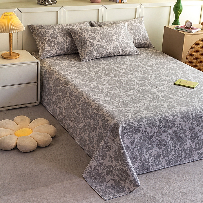 91家纺网 家纺一手货源 找家纺 云玲时尚 2026新款原棉细纱老粗布席子凉席单床单床单单件 欧式魅影-灰