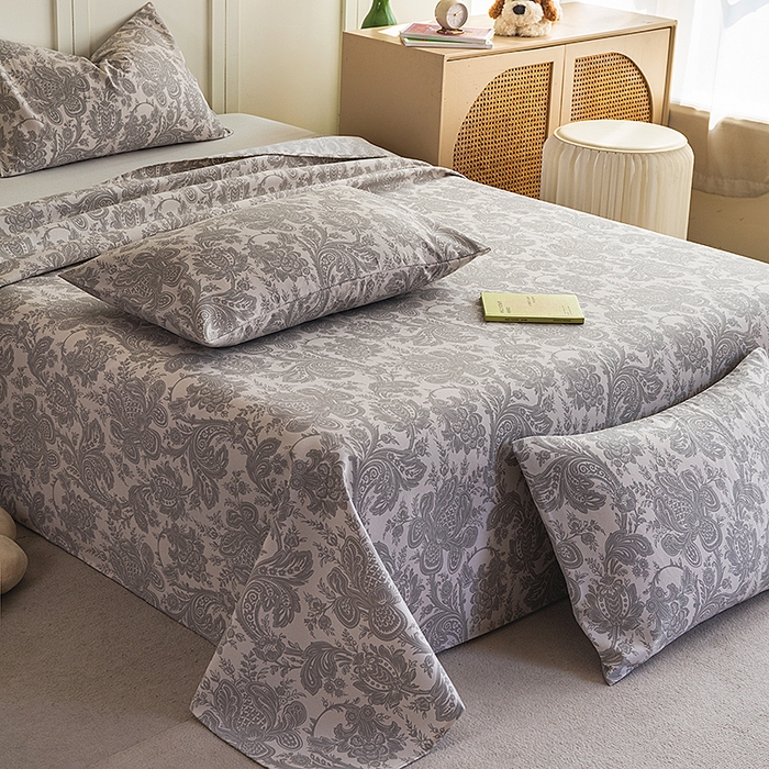 91家纺网 家纺一手货源 找家纺 云玲时尚 2026新款原棉细纱老粗布席子凉席单床单床单单件 欧式魅影-灰