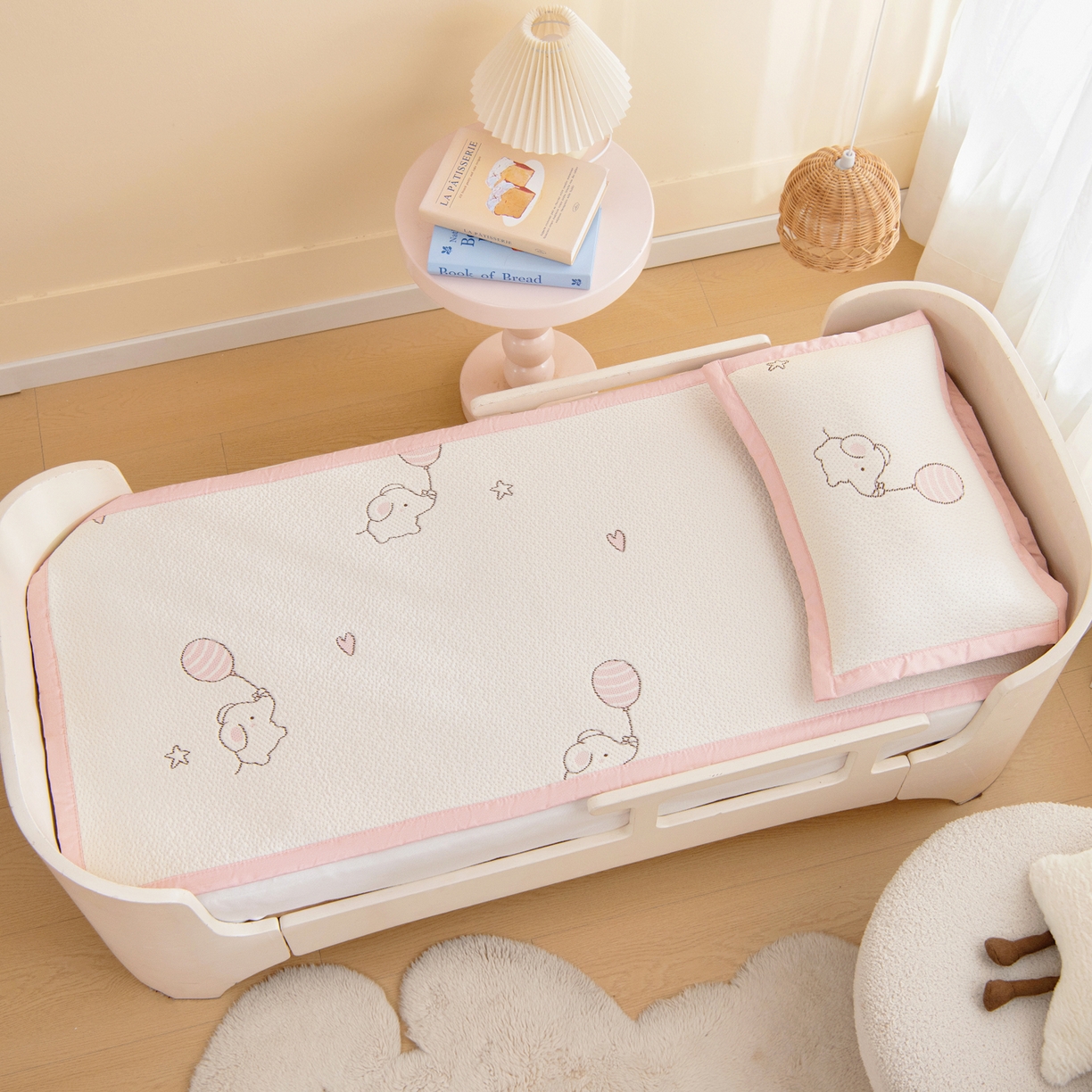 91家纺网 家纺一手货源 找家纺 御棉坊 2026新款A类提花凉感凉席幼儿园席子儿童凉席宿舍床凉席宝宝夏季席子 小飞象