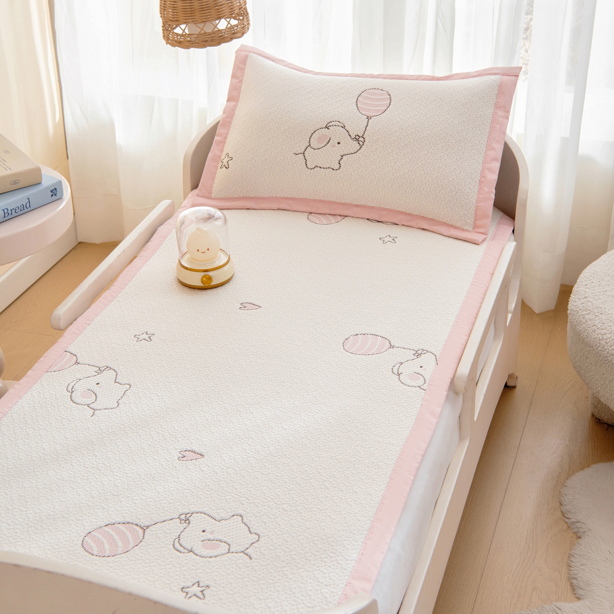 91家纺网 家纺一手货源 找家纺 御棉坊 2026新款A类提花凉感凉席幼儿园席子儿童凉席宿舍床凉席宝宝夏季席子 小飞象