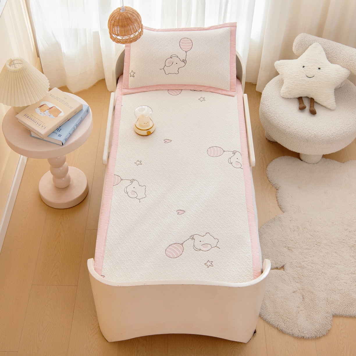 91家纺网 家纺一手货源 找家纺 御棉坊 2026新款A类提花凉感凉席幼儿园席子儿童凉席宿舍床凉席宝宝夏季席子 小飞象