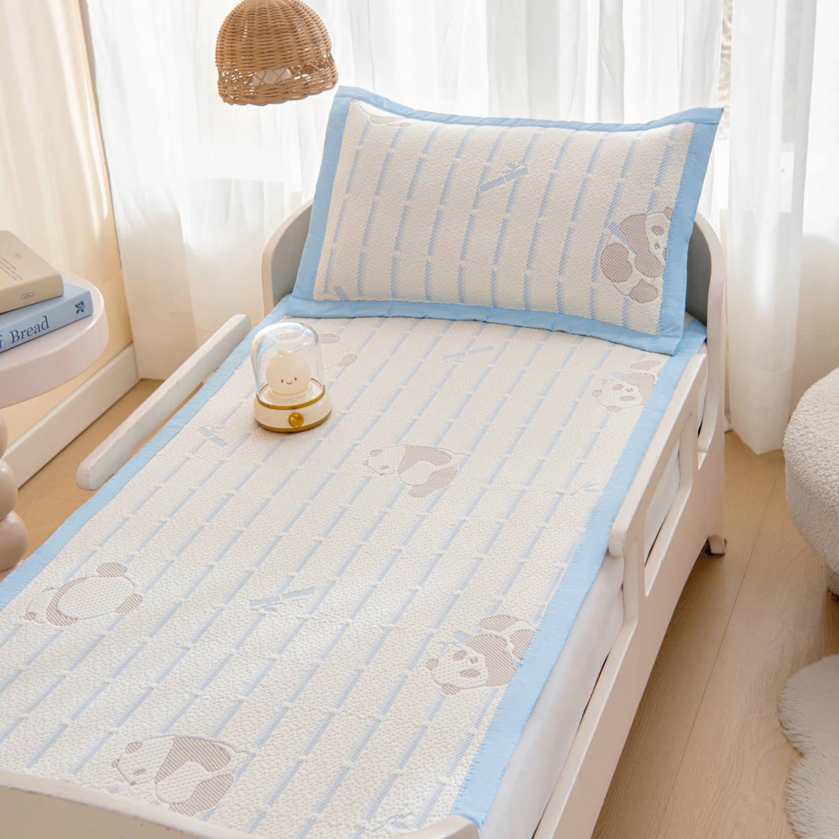 91家纺网 家纺一手货源 找家纺 御棉坊 2026新款A类提花凉感凉席幼儿园席子儿童凉席宿舍床凉席宝宝夏季席子 大熊猫