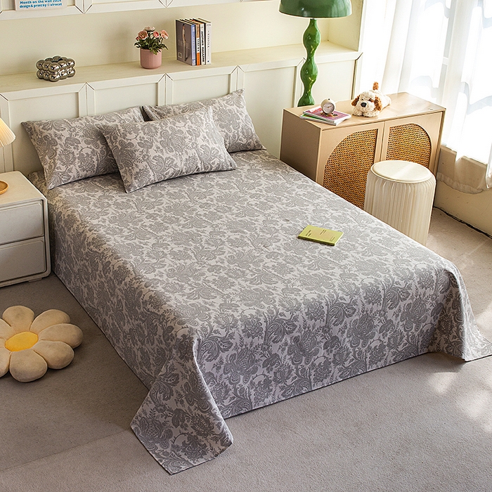 91家纺网 家纺一手货源 找家纺 云玲时尚 2026新款原棉细纱老粗布席子凉席单床单床单单件 欧式魅影-灰