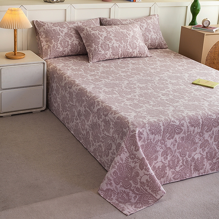 91家纺网 家纺一手货源 找家纺 云玲时尚 2026新款原棉细纱老粗布席子凉席单床单床单单件 欧式魅影-紫