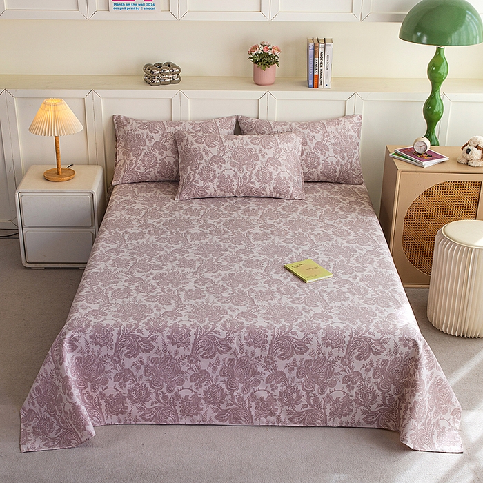 91家纺网 家纺一手货源 找家纺 云玲时尚 2026新款原棉细纱老粗布席子凉席单床单床单单件 欧式魅影-紫