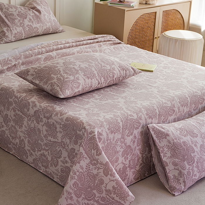 91家纺网 家纺一手货源 找家纺 云玲时尚 2026新款原棉细纱老粗布席子凉席单床单床单单件 欧式魅影-紫