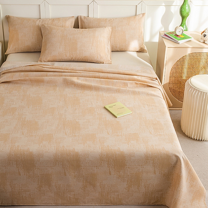 91家纺网 家纺一手货源 找家纺 云玲时尚 2026新款原棉细纱老粗布席子凉席单床单床单单件 素影-黄