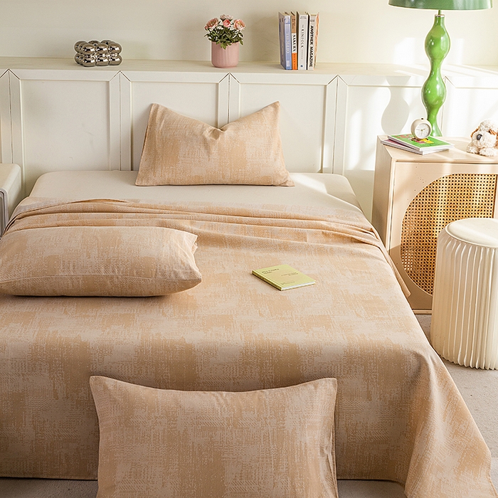 91家纺网 家纺一手货源 找家纺 云玲时尚 2026新款原棉细纱老粗布席子凉席单床单床单单件 素影-黄