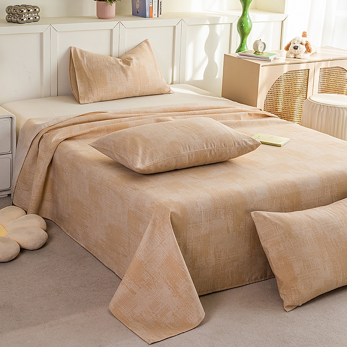 91家纺网 家纺一手货源 找家纺 云玲时尚 2026新款原棉细纱老粗布席子凉席单床单床单单件 素影-黄