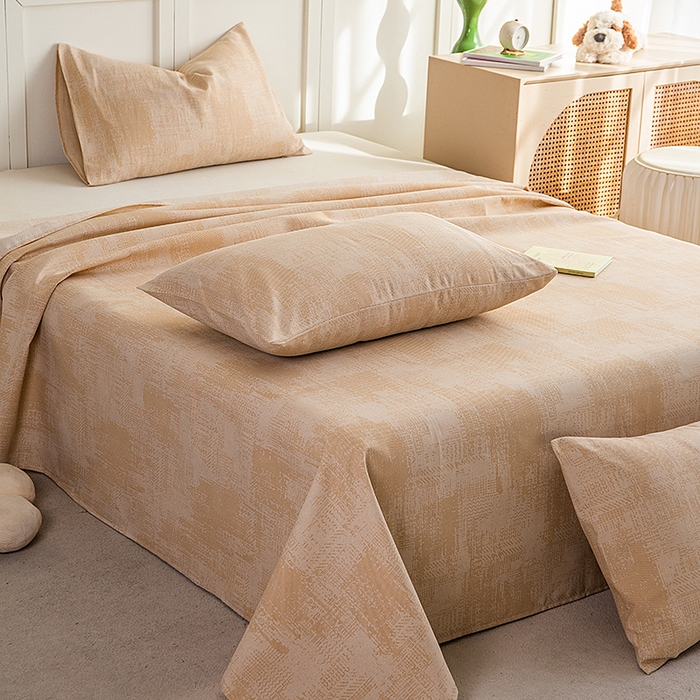 91家纺网 家纺一手货源 找家纺 云玲时尚 2026新款原棉细纱老粗布席子凉席单床单床单单件 素影-黄