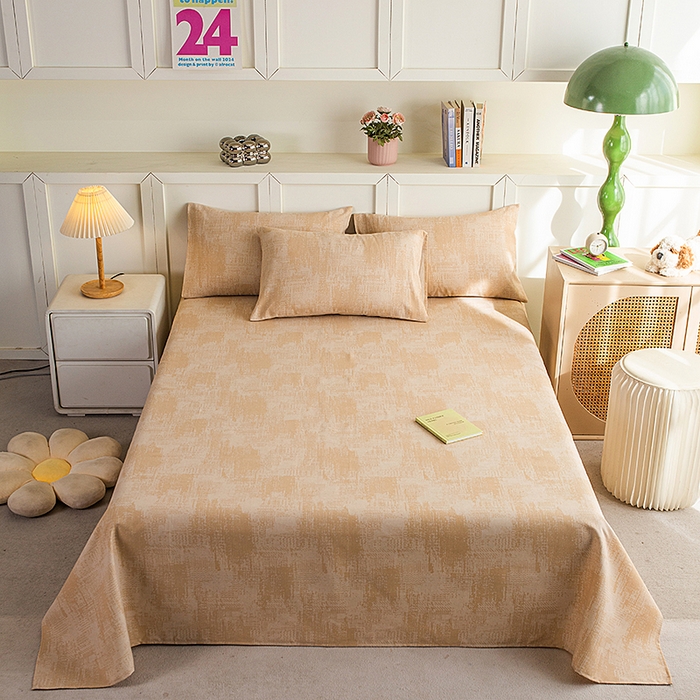 91家纺网 家纺一手货源 找家纺 云玲时尚 2026新款原棉细纱老粗布席子凉席单床单床单单件 素影-黄