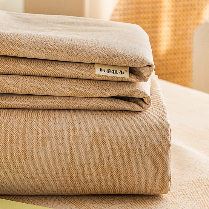 91家纺网 家纺一手货源 找家纺 云玲时尚 2026新款原棉细纱老粗布席子凉席单床单床单单件 素影-黄