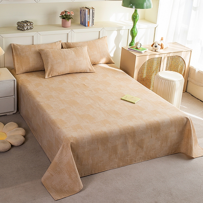 91家纺网 家纺一手货源 找家纺 云玲时尚 2026新款原棉细纱老粗布席子凉席单床单床单单件 素影-黄