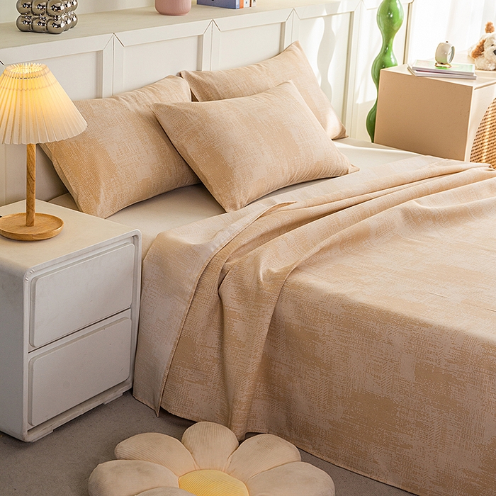 91家纺网 家纺一手货源 找家纺 云玲时尚 2026新款原棉细纱老粗布席子凉席单床单床单单件 素影-黄