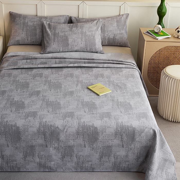 91家纺网 家纺一手货源 找家纺 云玲时尚 2026新款原棉细纱老粗布席子凉席单床单床单单件 素影-灰