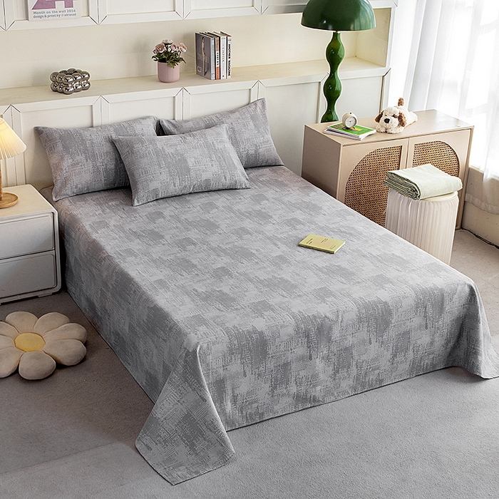 91家纺网 家纺一手货源 找家纺 云玲时尚 2026新款原棉细纱老粗布席子凉席单床单床单单件 素影-灰