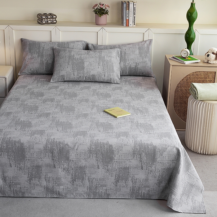 91家纺网 家纺一手货源 找家纺 云玲时尚 2026新款原棉细纱老粗布席子凉席单床单床单单件 素影-灰