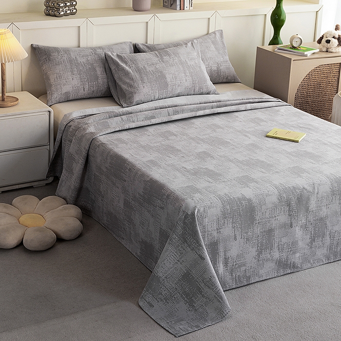 91家纺网 家纺一手货源 找家纺 云玲时尚 2026新款原棉细纱老粗布席子凉席单床单床单单件 素影-灰