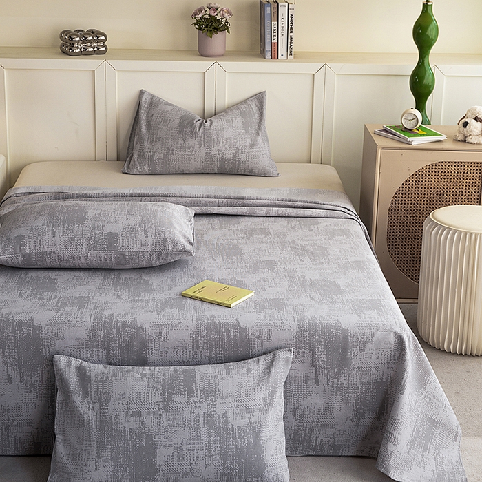 91家纺网 家纺一手货源 找家纺 云玲时尚 2026新款原棉细纱老粗布席子凉席单床单床单单件 素影-灰