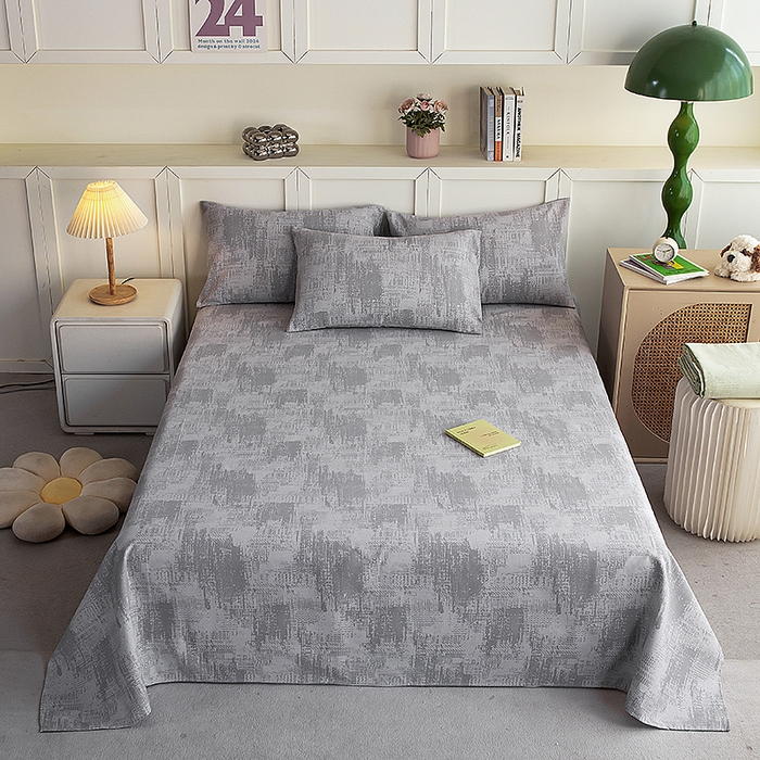 91家纺网 家纺一手货源 找家纺 云玲时尚 2026新款原棉细纱老粗布席子凉席单床单床单单件 素影-灰